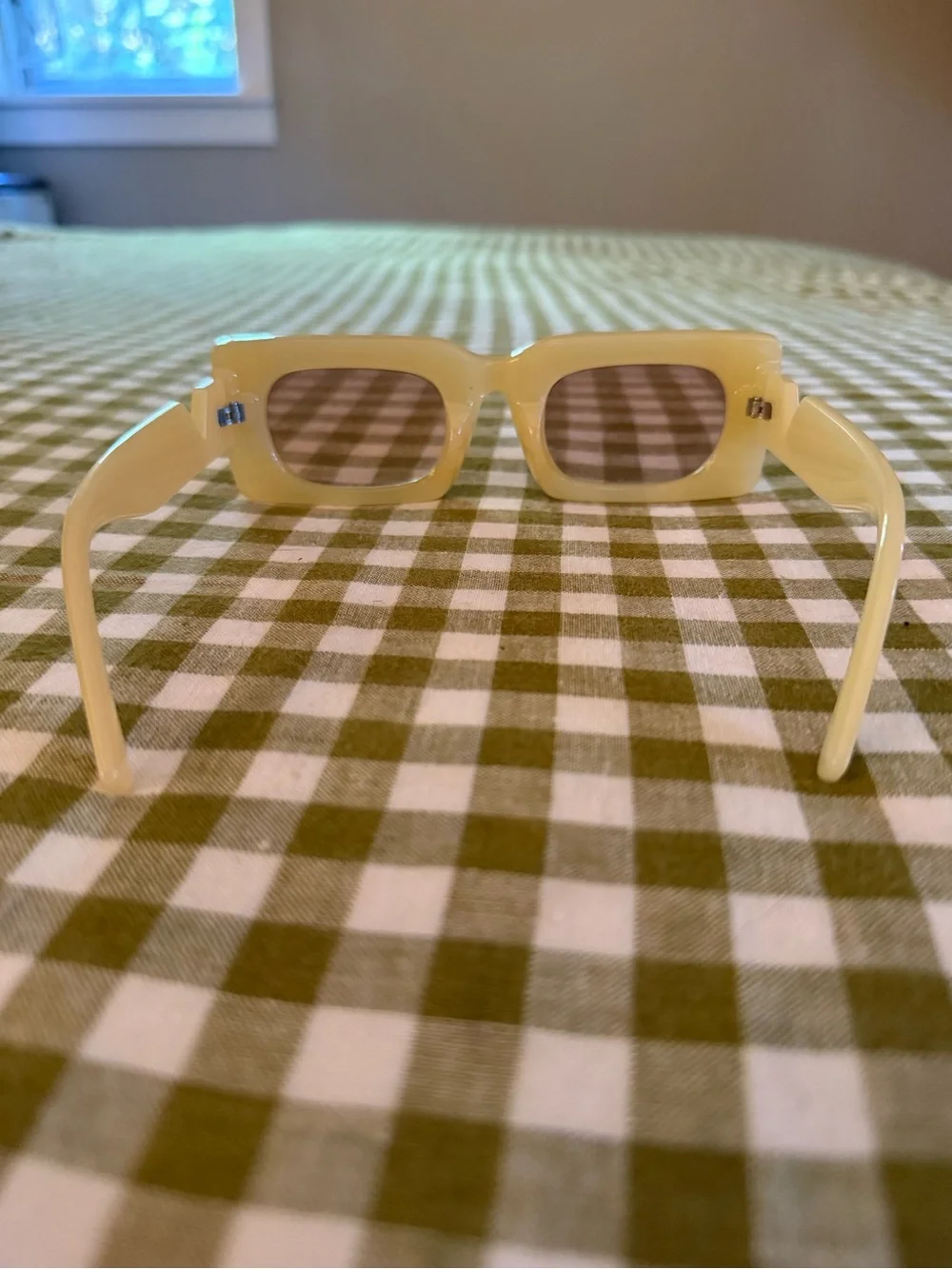 Free People Yellow Rectangular Vintage-Inspired Sunglasses